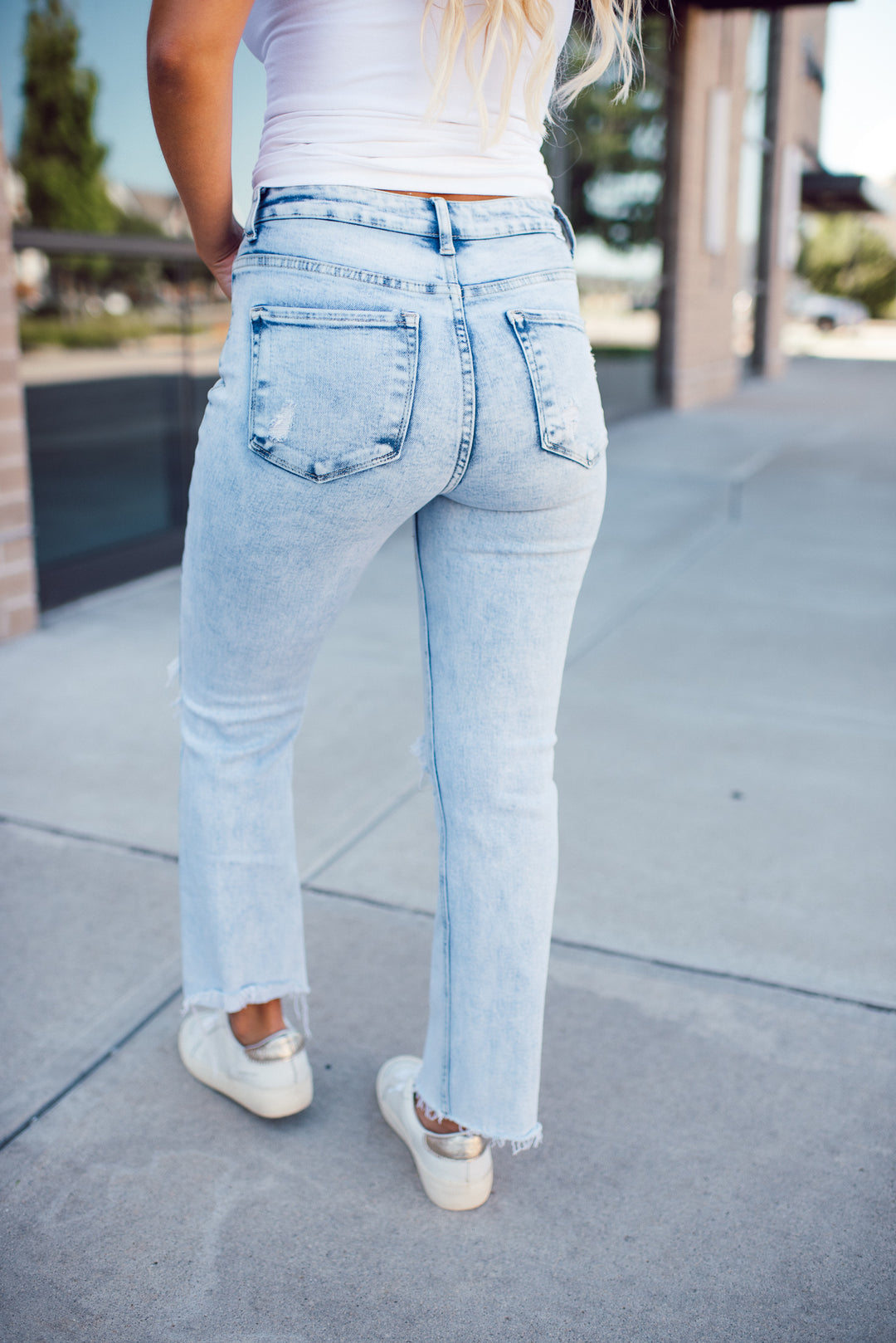 Risen Alix High Rise Crop Straight Jeans (Acid Wash)