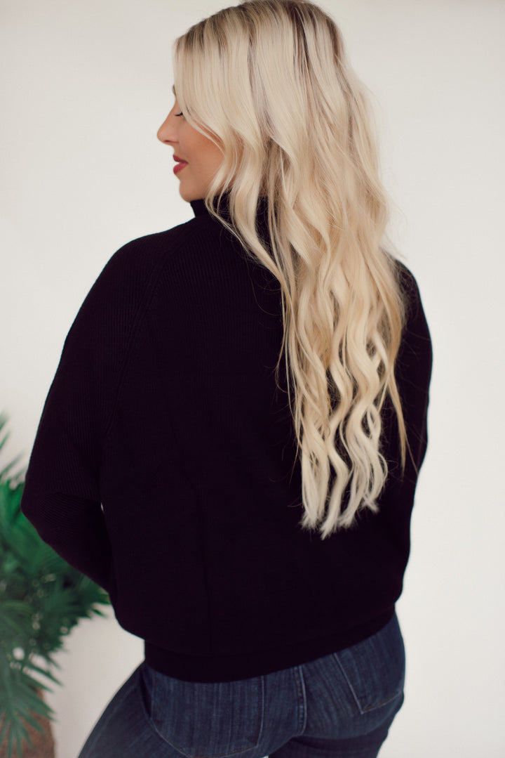 Loose Fit Turtleneck Sweater- Black