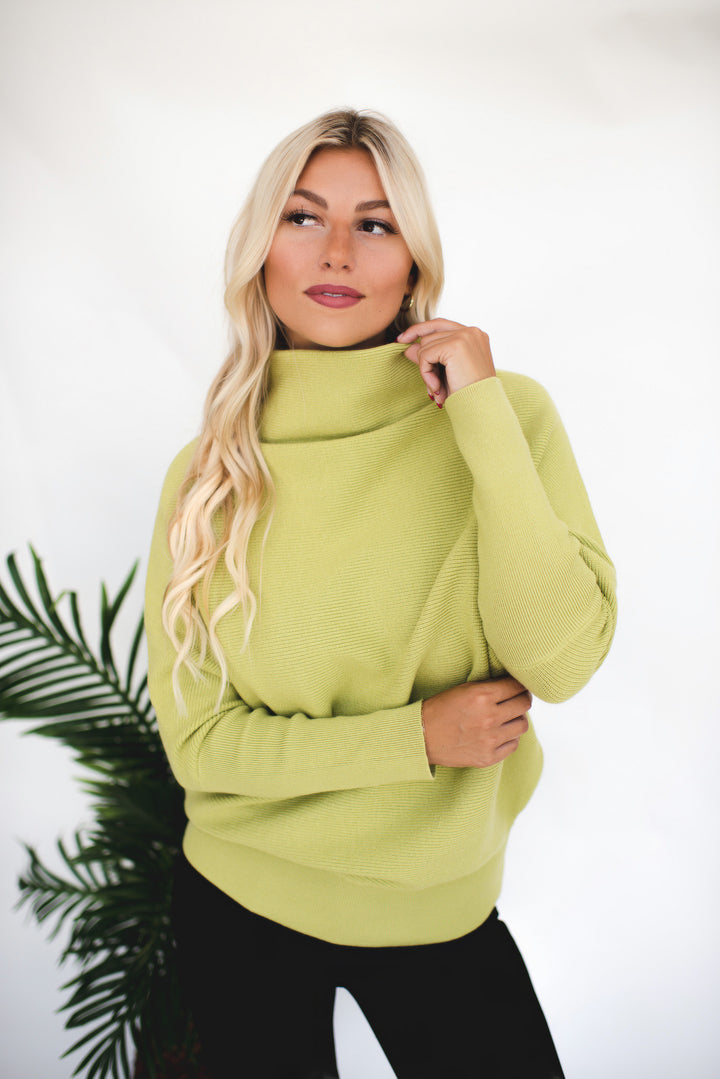 Loose Fit Turtleneck Sweater (Avocado)