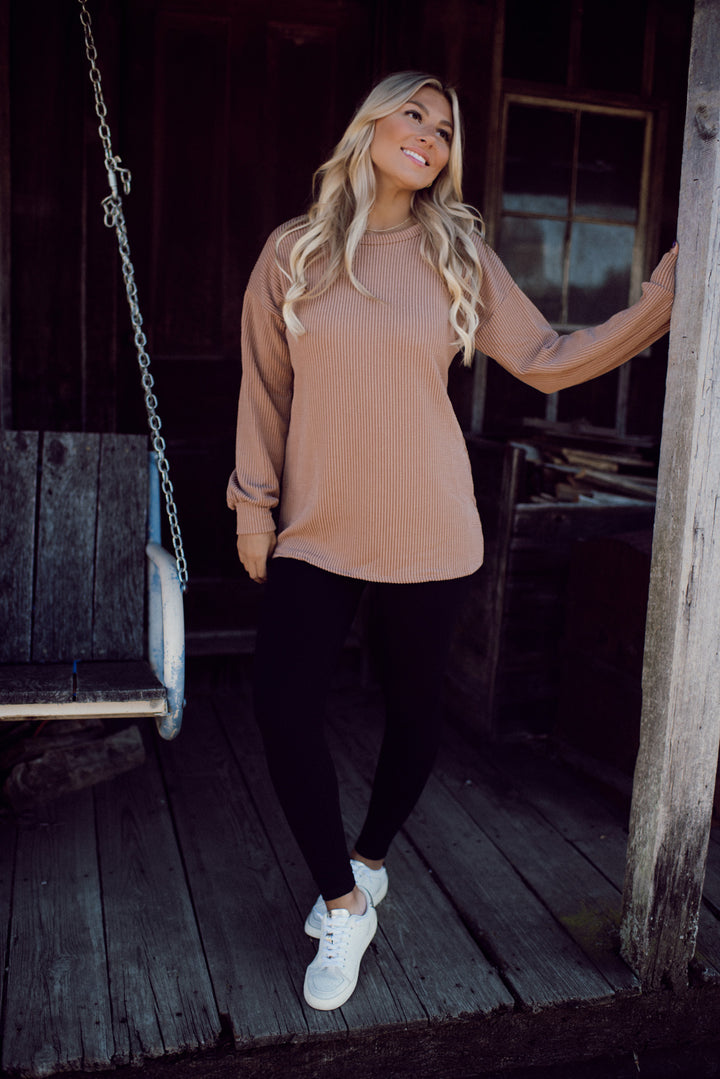 Serenity Ribbed Long Sleeve (Taupe)