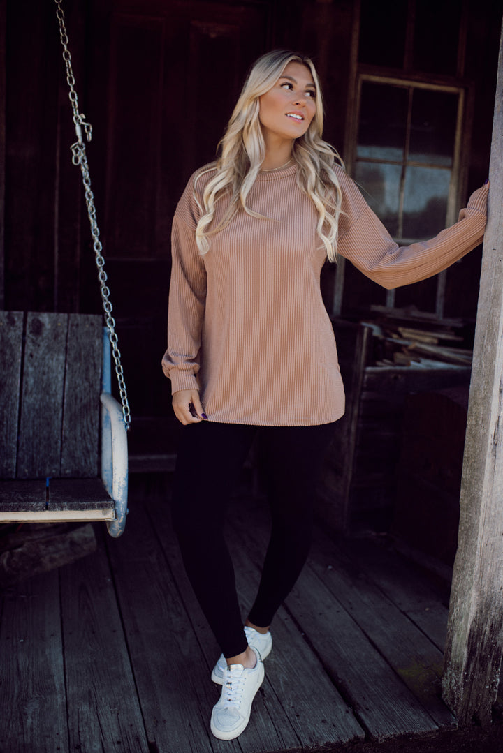 Serenity Ribbed Long Sleeve (Taupe)