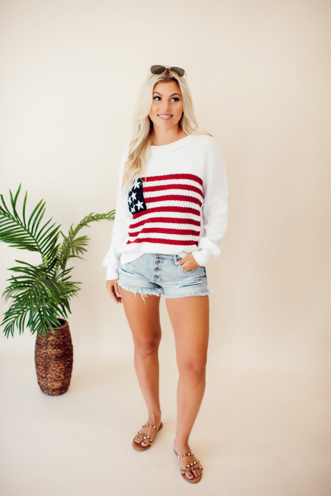 Flag Crochet Knit Sweater