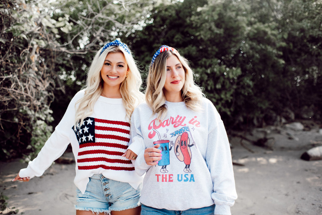 Flag Crochet Knit Sweater