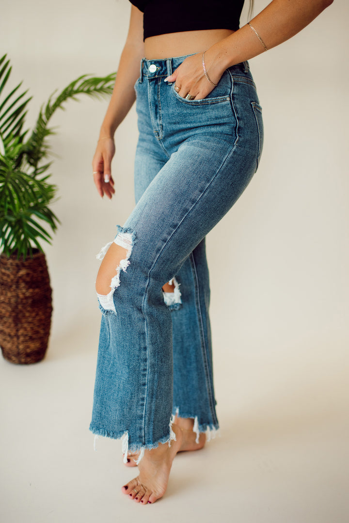 Risen Hayden Crop Straight Jeans (Medium Wash)