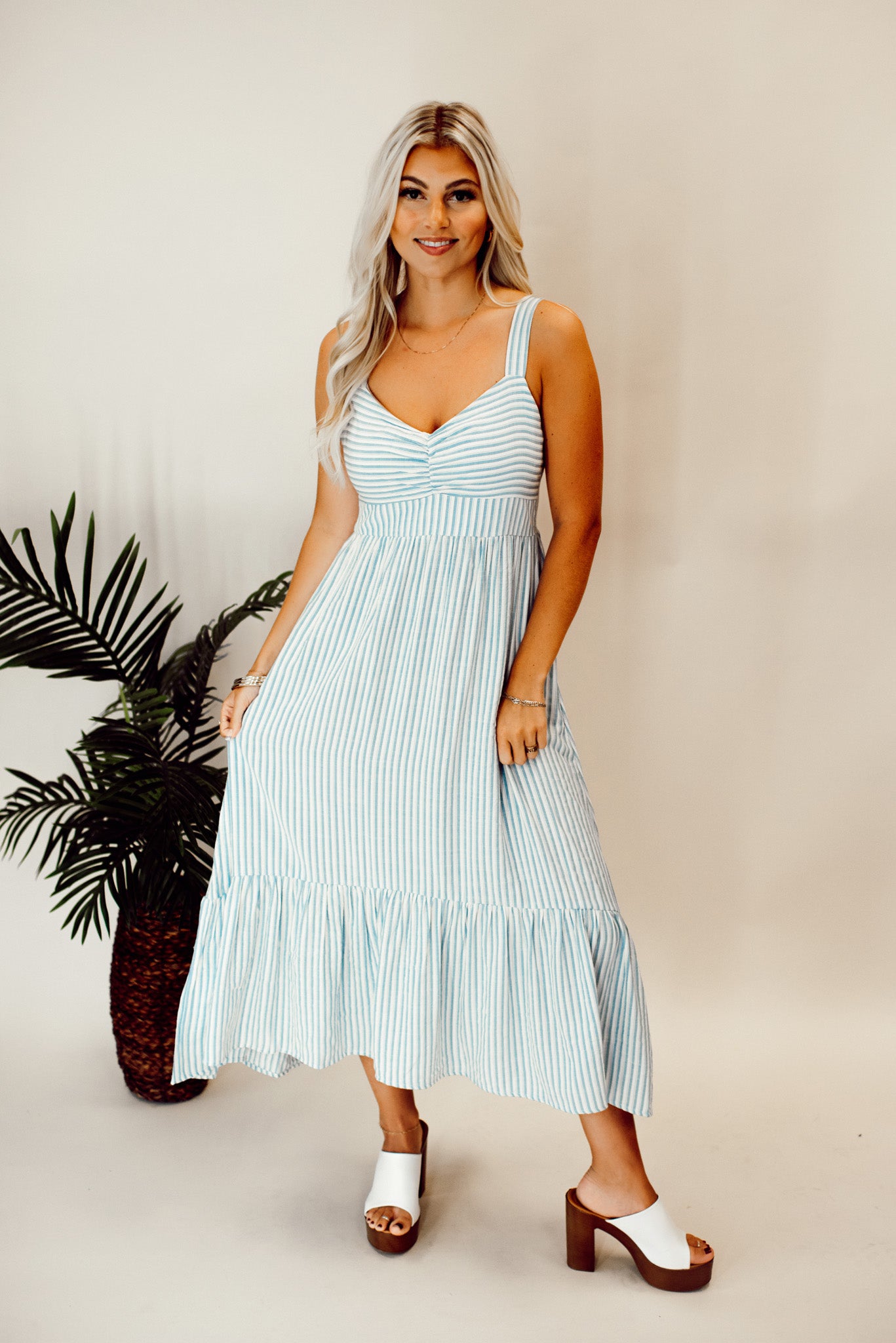 Buy Women Blue Textured Calf-Length Casual Dress Online - 815932