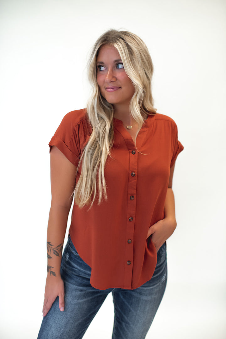 Fallon Short Sleeve Top (Rust)