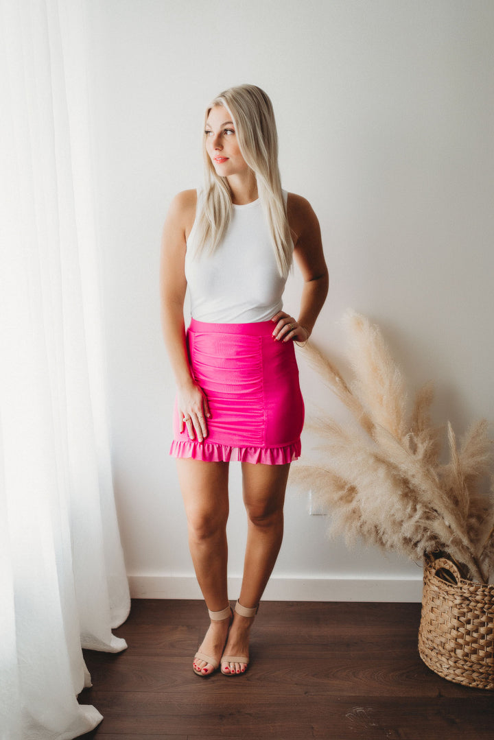 Isabella Ruched Mini Skirt (Fuchsia)