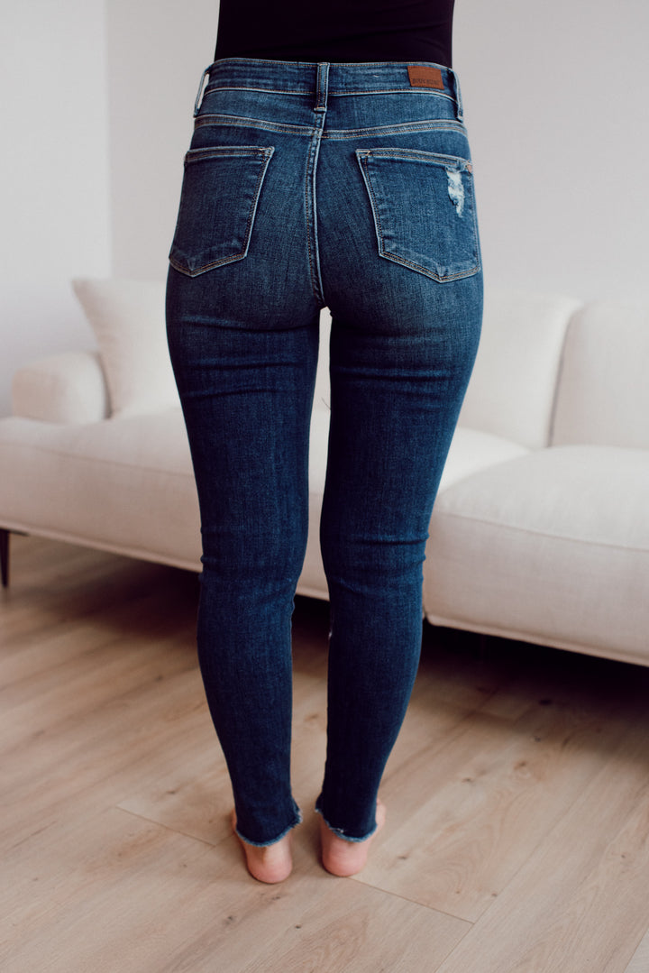 Judy Blue Annalise Slanted Raw Hem Skinny Jeans