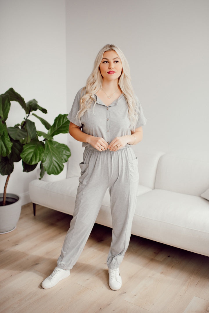 Hit The Target Jumpsuit (Grey)