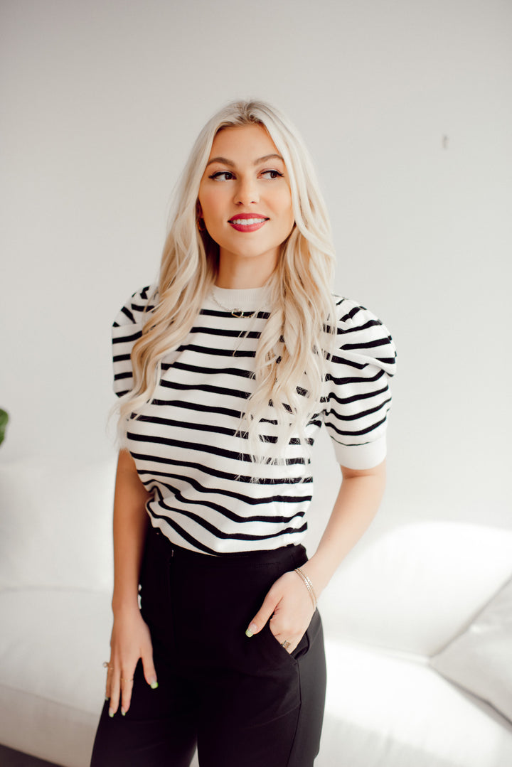 Talk About Stripes Top (Black)