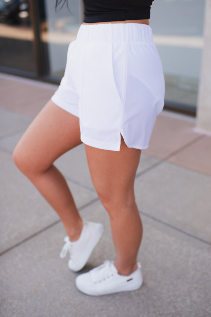 Mono B Athleisure Shorts (White)